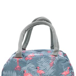 Bolsa Marmita Térmica Estampada para Trabalho e Faculdade:flamingos Cinza - 3