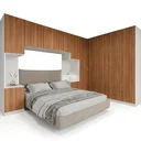 Ver imagem 3 de Guarda Roupa Modulado de Casal 12 Portas 6 Peças 2 Mesas de Cabeceira Hera CabeCasa MadeiraOriginals Branco/Algodão/Louro