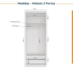 Guarda Roupa Modulado de Casal 12 Portas 6 Peças 2 Mesas de Cabeceira Hera CabeCasa MadeiraMadeira - 10