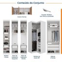 Ver imagem 4 de Guarda Roupa Modulado de Casal 12 Portas 6 Peças 2 Mesas de Cabeceira Hera CabeCasa MadeiraOriginals Branco/Algodão/Louro