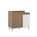 Ver imagem 1 de Balcão Canto Reto de Cozinha Sabrina 01 Porta 94x82x52 Avelã/Branco TX - Soluzione - 0459