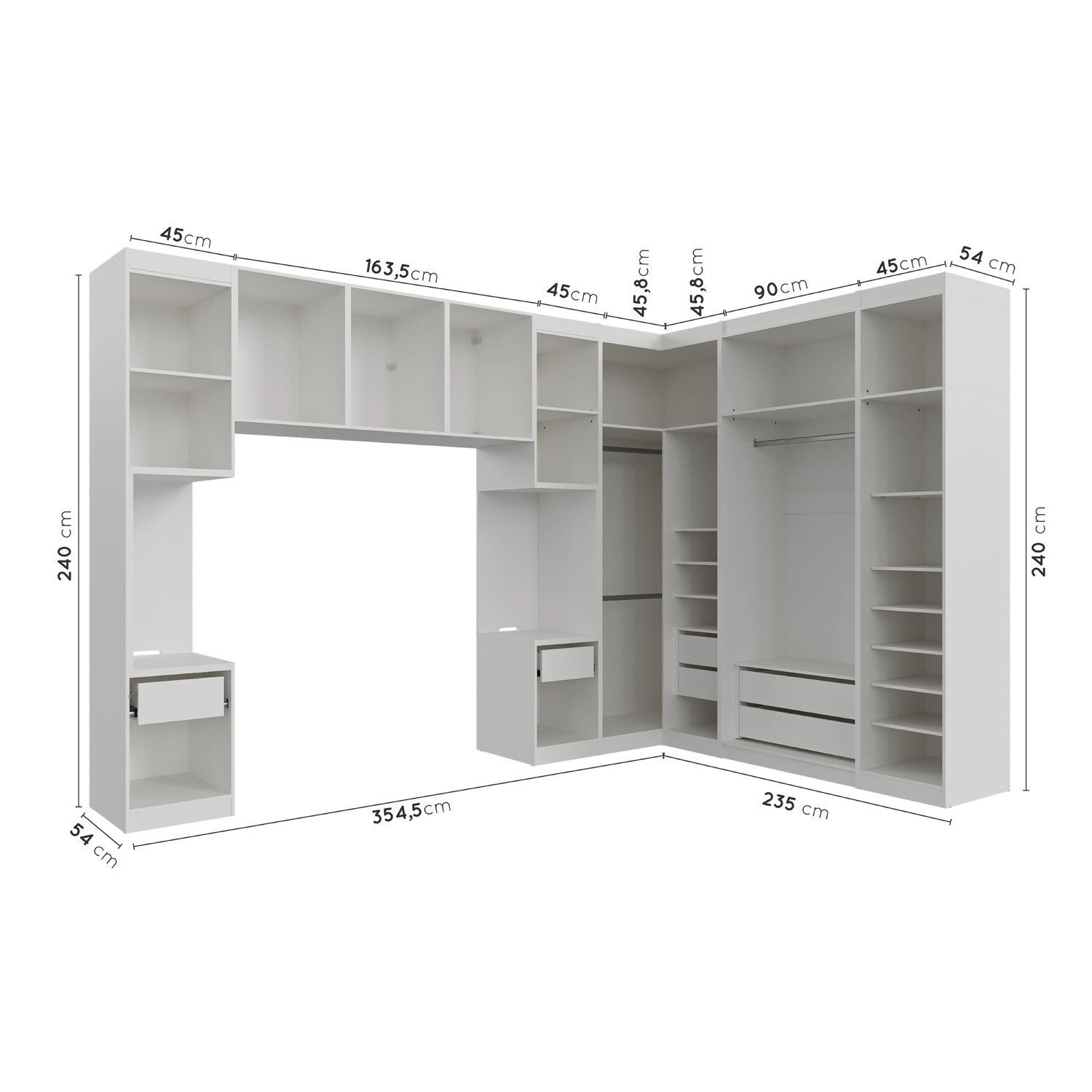 Guarda Roupa Modulado de Casal 12 Portas 6 Peças 2 Mesas de Cabeceira Hera CabeCasa MadeiraMadeira - 5