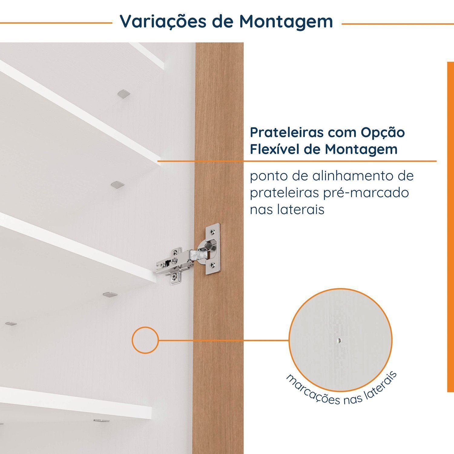 Guarda Roupa Modulado de Casal 12 Portas 6 Peças 2 Mesas de Cabeceira Hera CabeCasa MadeiraMadeira - 16