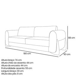 Sofá 2 Lugares 180cm Linho Djon  - 3