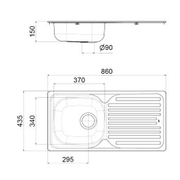 Cuba Docol Evoluto 86x43,5x15 cm em Aço Inox Acetinado - 2