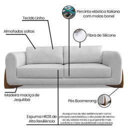 Sofá 2 Lugares 180cm Linho Djon  - 4
