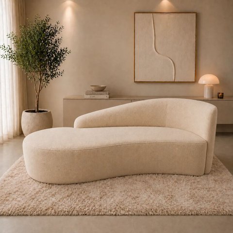 Sofá Divã Orgânico Charlotte Sala 160cm Bouclé Bege