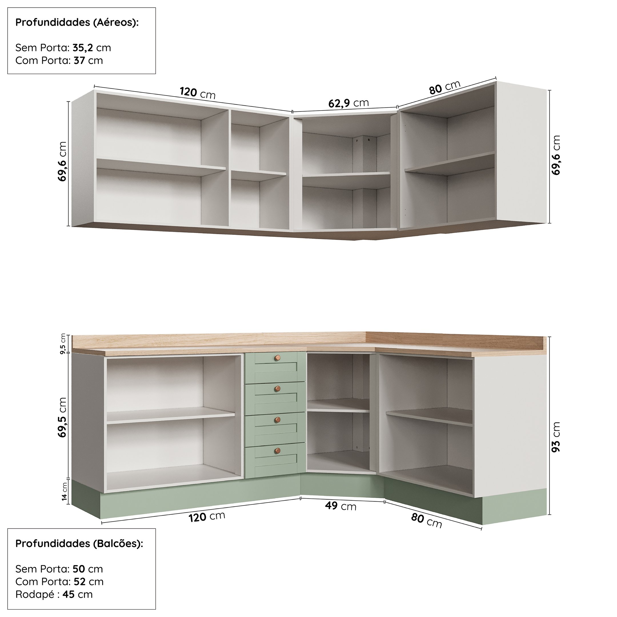 Cozinha Modulada 6 Peças com Tampo 3 Aéreos e 3 Balcões Arizona CabeCasa MadeiraMadeira - 4