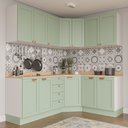 Ver imagem 1 de Cozinha Planejada 6 Peças com Tampo 3 Aéreos e 3 Balcões Arizona CabeCasa MadeiraOriginals Verde/Branco/Menta