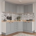 Ver imagem 1 de Cozinha Modulada 6 Peças com Tampo 3 Aéreos e 3 Balcões Arizona CabeCasa MadeiraOriginals Cinza/Branco
