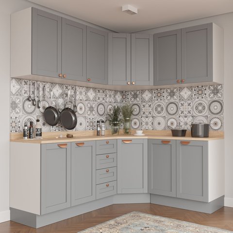 Cozinha Modulada 6 Peças com Tampo 3 Aéreos e 3 Balcões Arizona CabeCasa MadeiraOriginals