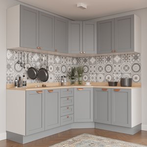 Cozinha Modulada 6 Peças com Tampo 3 Aéreos e 3 Balcões Arizona CabeCasa MadeiraOriginals