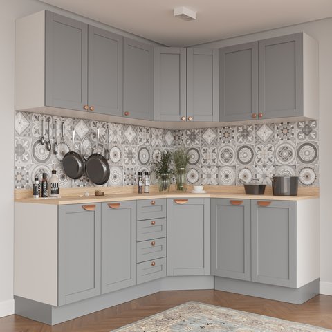 Cozinha Modulada 6 Peças com Tampo 3 Aéreos e 3 Balcões Arizona CabeCasa MadeiraOriginals