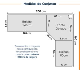 Cozinha Modulada 6 Peças com Tampo 3 Aéreos e 3 Balcões Arizona CabeCasa MadeiraMadeira - 3