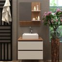 Ver imagem 1 de Kit Balcão para Banheiro com Cuba e Espelho Amêndoa Branco