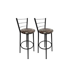 Kit 2 Banqueta Alta Preta Cozinha Gourmet Americana Balcão:marrom Floral - 1
