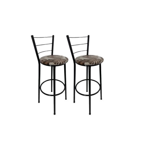 Kit 2 Banqueta Alta Preta Cozinha Gourmet Americana Balcão:marrom Floral