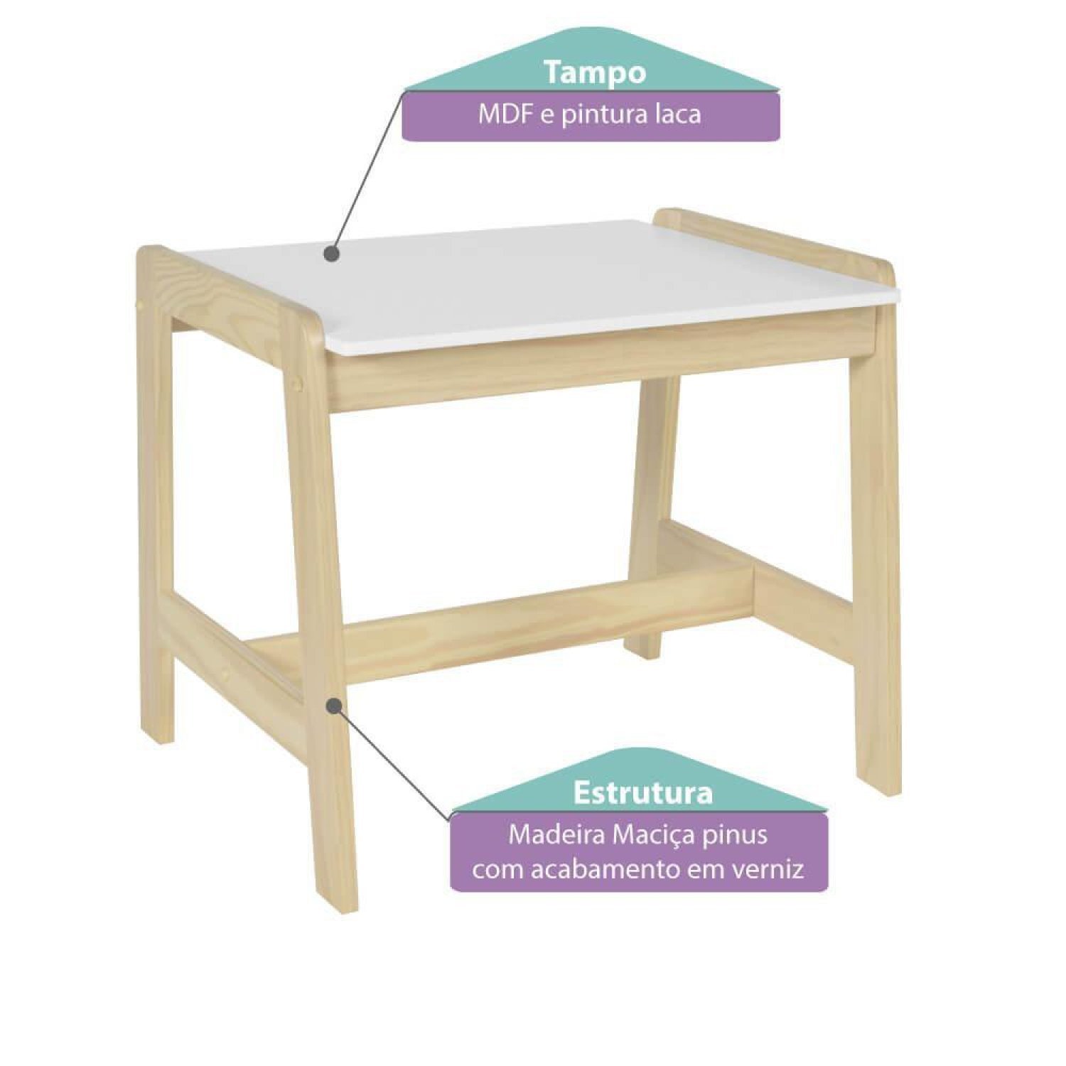 Mesa Infantil em Madeira Maciça/MDF Castelo Casatema - 3