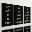 Ver imagem 1 de Kit 3 Quadro Frases Motivacionais Preto Sucesso Fé Mdf 28x20cm