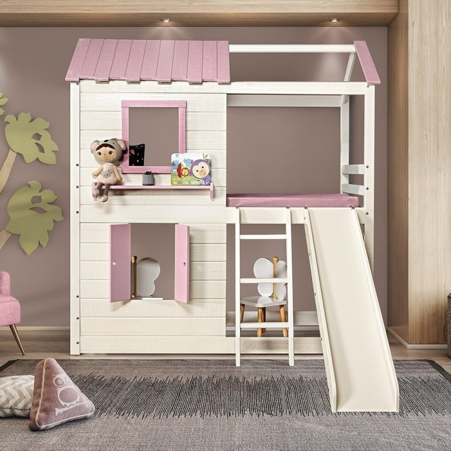 Cama Alta Infantil com Escorregador Club House Premium Casatema