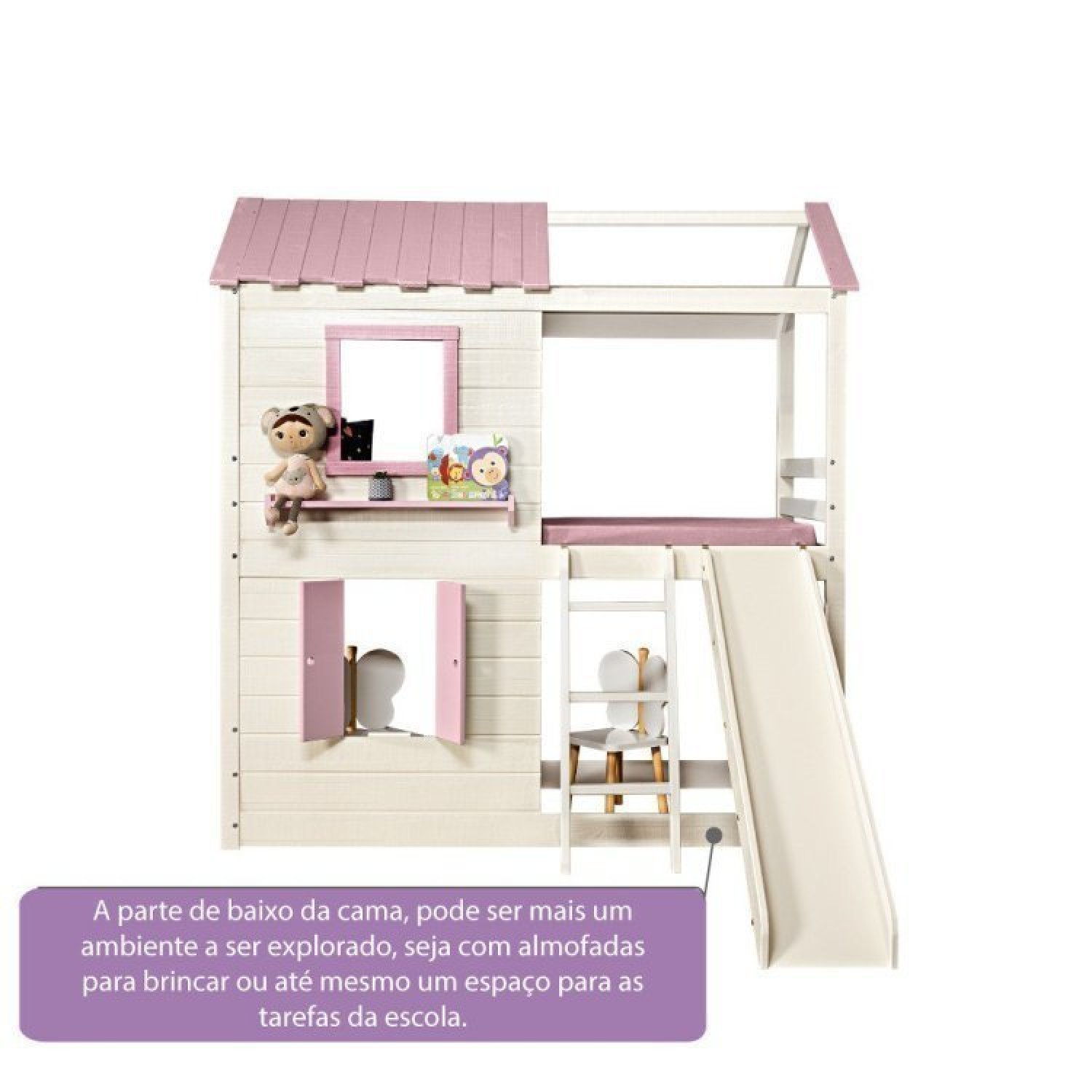 Cama Alta Infantil com Escorregador Club House Premium Casatema - 5