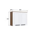 Ver imagem 3 de Armário para Cozinha Aéreo 2 Portas Provençal Marrom/Jequitibá/Branco