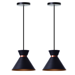 Kit 2 Pendentes Dubai 17cm Para Mesa Balcão Gourmet: Preto com cobre - 1