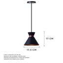 Ver imagem 2 de Kit 2 Pendentes Dubai 17cm Para Mesa Balcão Gourmet: Preto com cobre