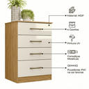 Ver imagem 3 de Cômoda Ms913 Organizadora Roupa para Quarto 4 Gavetas - Freijó/offwhite