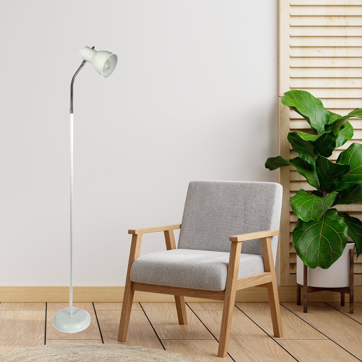 Luminária De Piso Alumínio Com Haste Flexível Branca MadeiraMadeira