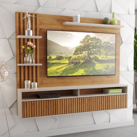Painel para TV até 65 Polegadas MDF 180,5CMX149CM 1 Porta Provence Viero Bege