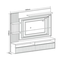 Painel para TV até 65 Polegadas 1 Porta Provence Viero - 3