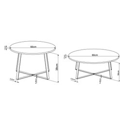 Conjuntos 2 Mesas de Centro Redonda Industrial  - 3