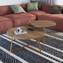 Conjuntos 2 Mesas de Centro Redonda Industrial  - 1