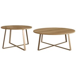 Conjuntos 2 Mesas de Centro Redonda Industrial  - 2