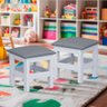 Kit 2 Banquinhos Estofados Infantil Branco com Estofado Cinza Nemargi - 1