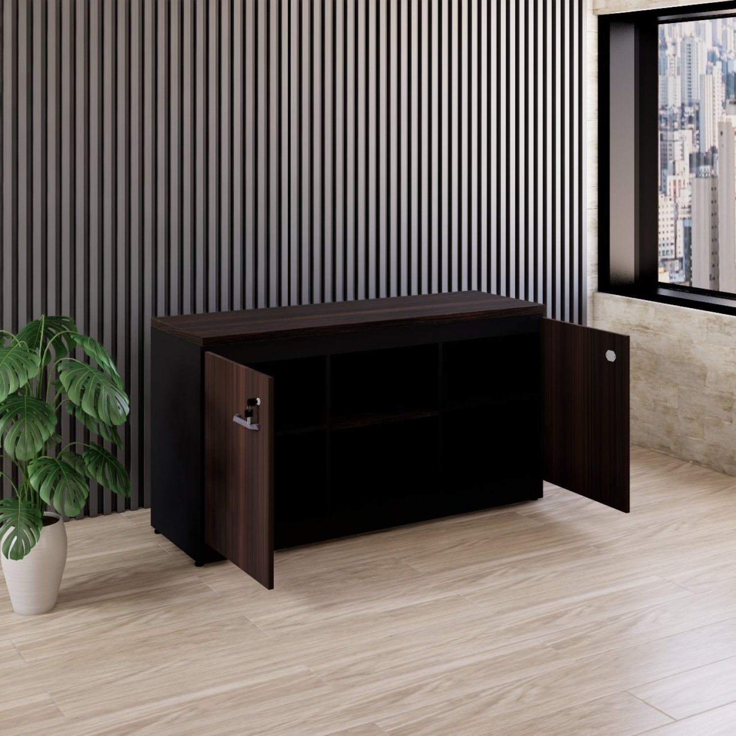 Armário para Escritório 2 Portas Credenza Espresso Móveis - 2