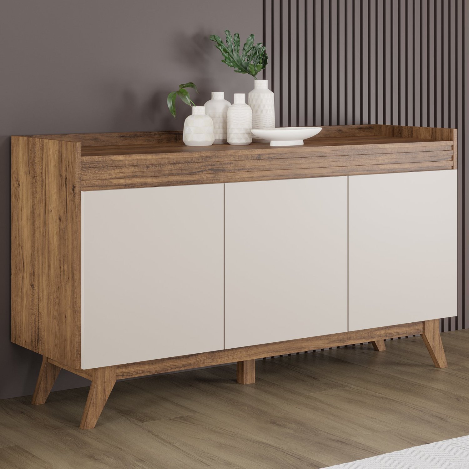 Buffet Aparador 133cm Espanha  em MDF/MDP Marrom 80 cm x 133 cm x 41.8 cm