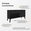 Ver imagem 2 de Aparador London com 1 Gaveta 1 Porta e Nicho para Hall Sala Bar Cantinho Café Pés Retrô - Preto