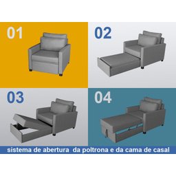 Sofá Cama 02 Lugares Elus_MM que se Transforma em Sofá Cama De Casal Resistente e Confortável em Lin - 3