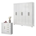Ver imagem 1 de Cômoda Montevidéu e Guarda Roupa Casal Prático Branco - Demóbile