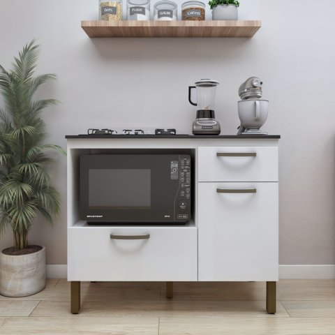 Balcão Cooktop 2 Portas 1 Gaveta Teresina Branco
