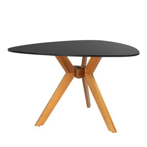 Mesa de Jantar Orgânica Nina 120cm em Mdf e Madeira Maciça - Preto