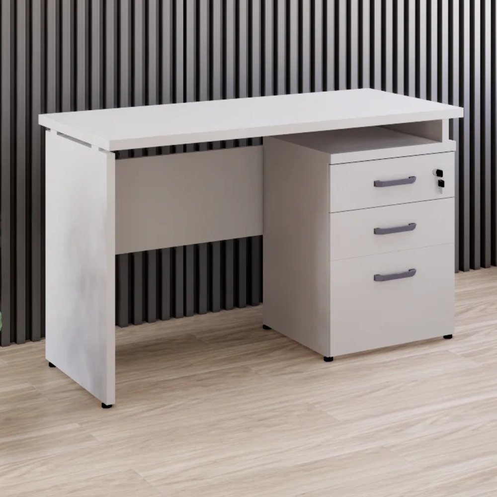 Escrivaninha Retangular 135cm 3 Gavetas e 1 Pasta Suspensa Espresso Móveis