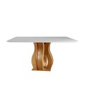 Ver imagem 2 de Mesa 8 Lugares Tampo Vidro/MDF Sala de Jantar 135x135cm Nuance Yescasa Marrom/Castanho Cinamomo/Off White