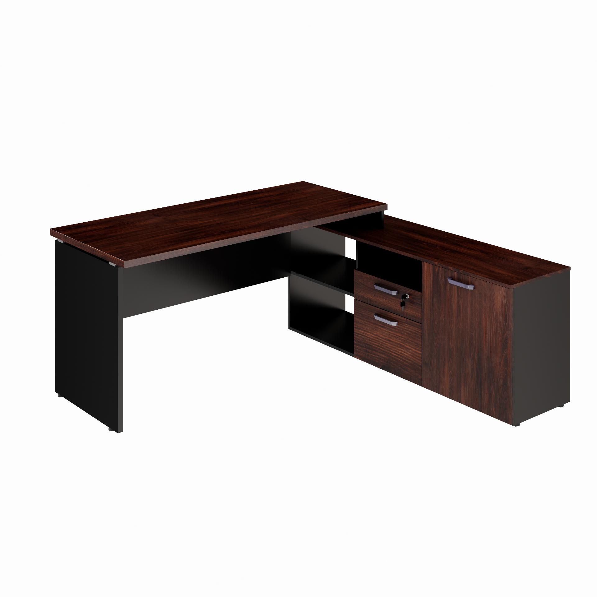 Mesa para Escritório Diretor em L 170x150cm com Armário 1 Porta 1 Gaveta e 1 Pasta Suspensa Espresso Móveis - 3