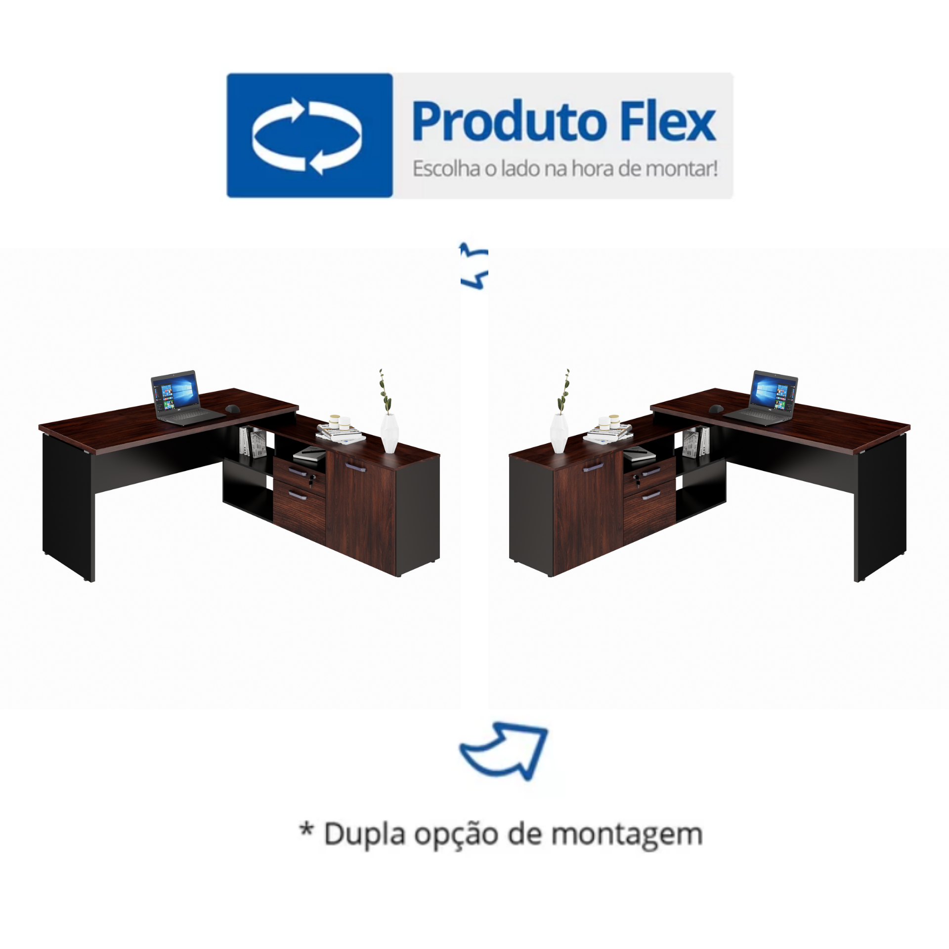 Mesa para Escritório Diretor em L 170x150cm com Armário 1 Porta 1 Gaveta e 1 Pasta Suspensa Espresso Móveis - 9