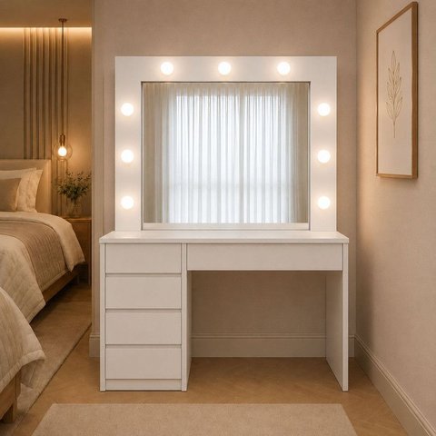 Camarim Espelho LED MDF 1,36m Polly -Belaris Móveis:Branco