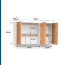 Ver imagem 4 de Armário Aéreo 120cm 3 Portas Madeira Maciça/MDF Ikigai Branco/Carvalho