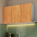 Ver imagem 1 de Armário Aéreo 120cm 3 Portas Madeira Maciça/MDF Ikigai Branco/Carvalho
